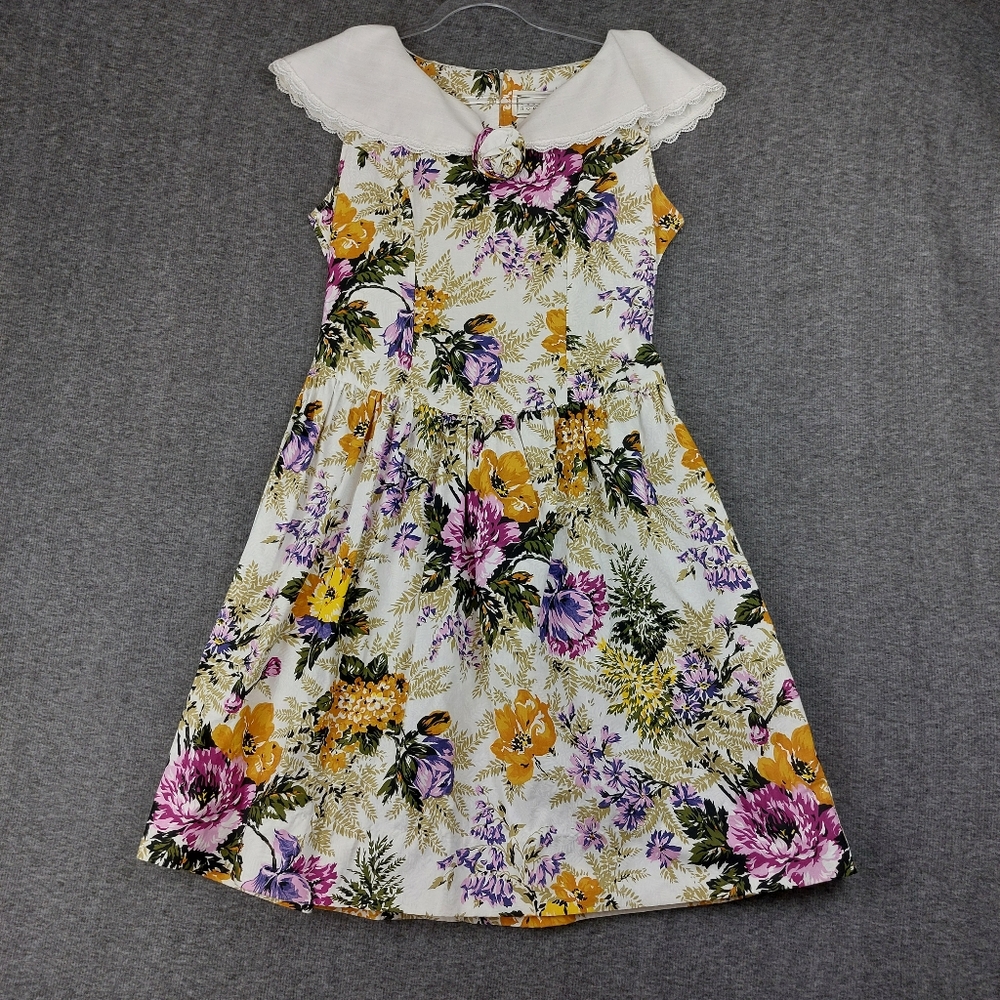 COUNTRY ROMACE WOMENS VINTAGE 80S 90S FLORAL COTTAGECORE FEMININE DRESS SIZE 12P - Picture 1 of 11